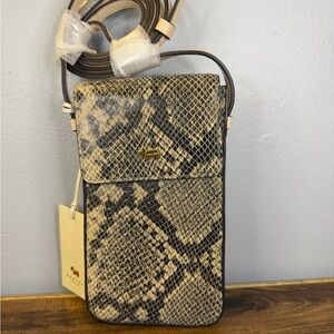 Radley London Chelsea Snake-Print Crossbody Phone Pouch in Tan and Black